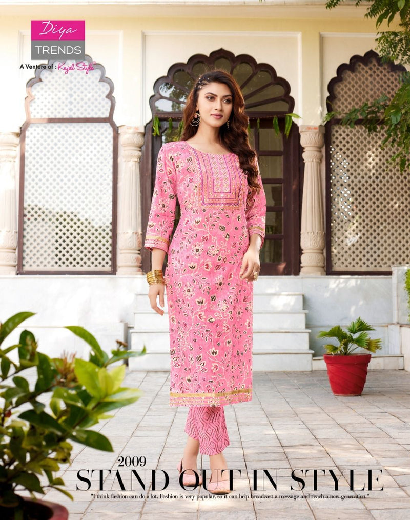 Diya Trends Goldy Vol 2 Chanderi Printed With Heavy Embroidery Work Stylish Designer Casual Wear Kurti