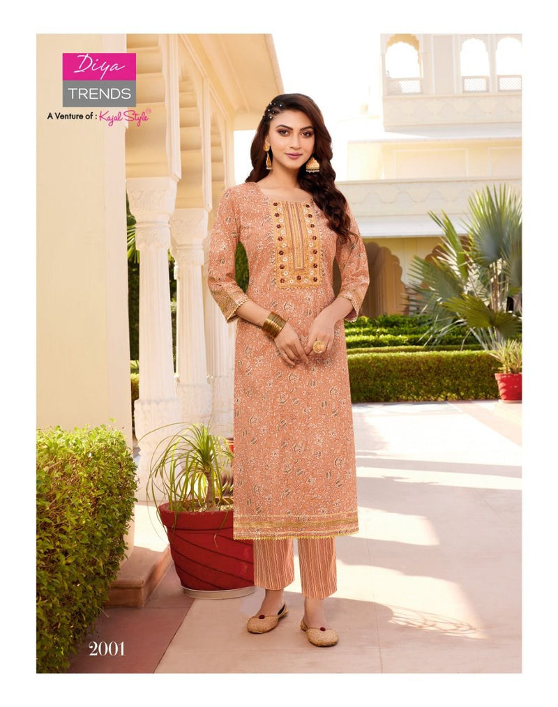 Diya Trends Goldy Vol 2 Chanderi Printed With Heavy Embroidery Work Stylish Designer Casual Wear Kurti