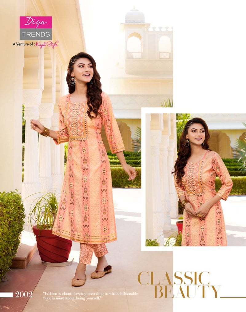 Diya Trends Goldy Vol 2 Chanderi Printed With Heavy Embroidery Work Stylish Designer Casual Wear Kurti