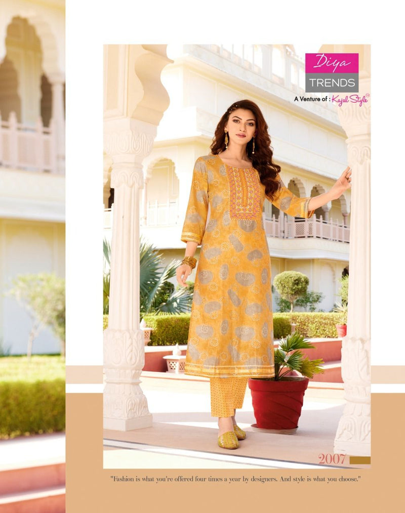 Diya Trends Goldy Vol 2 Chanderi Printed With Heavy Embroidery Work Stylish Designer Casual Wear Kurti