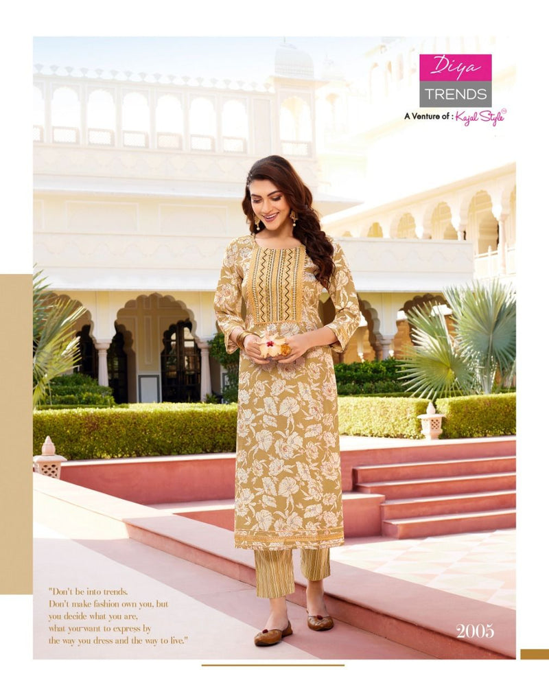 Diya Trends Goldy Vol 2 Chanderi Printed With Heavy Embroidery Work Stylish Designer Casual Wear Kurti