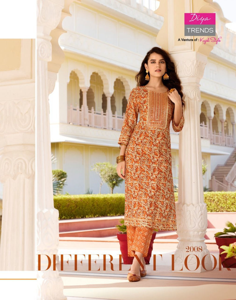 Diya Trends Goldy Vol 2 Chanderi Printed With Heavy Embroidery Work Stylish Designer Casual Wear Kurti