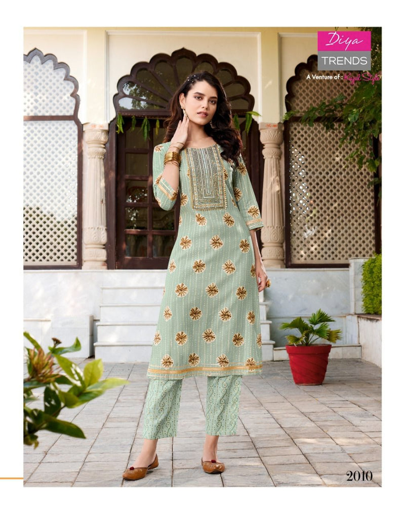 Diya Trends Goldy Vol 2 Chanderi Printed With Heavy Embroidery Work Stylish Designer Casual Wear Kurti