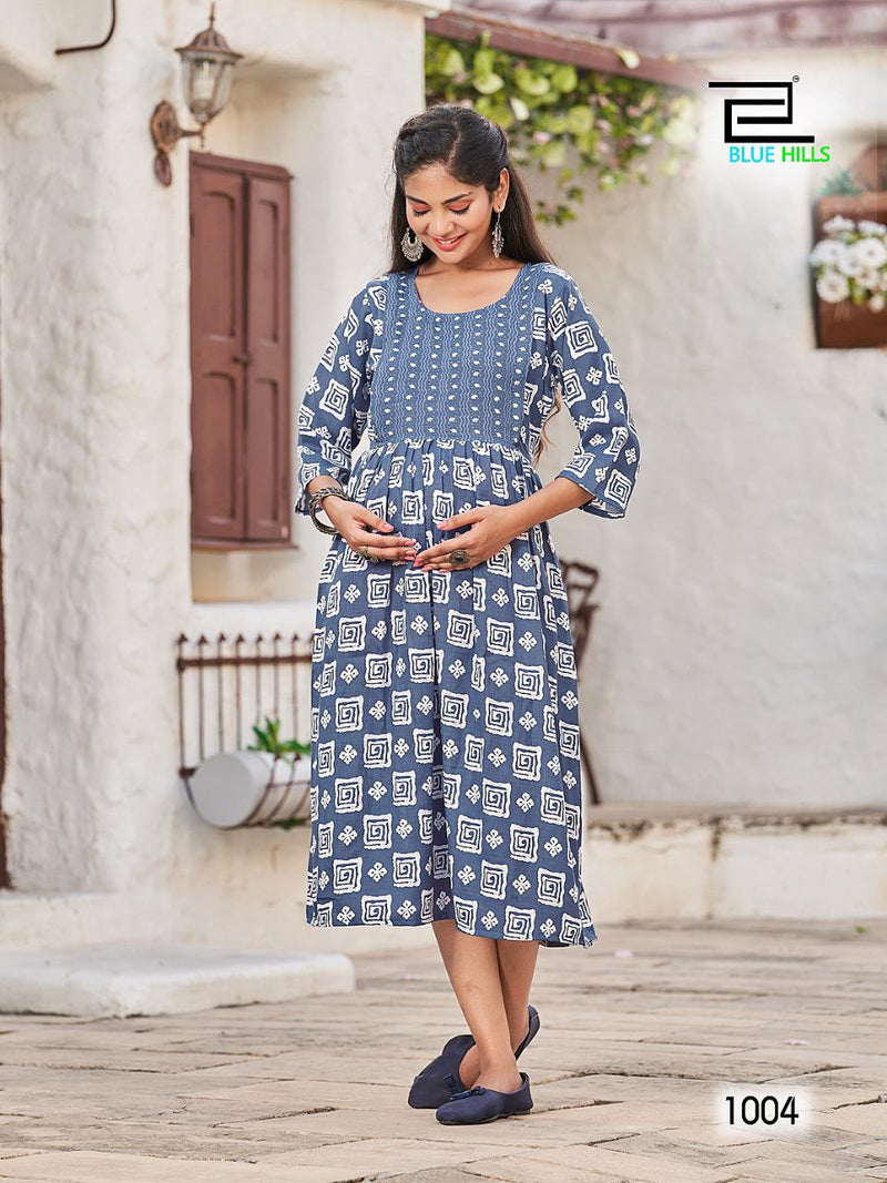 Blue Hills Goodnews Special Edition Capsule Printed Work Stylish Designer Beautiful Kurti