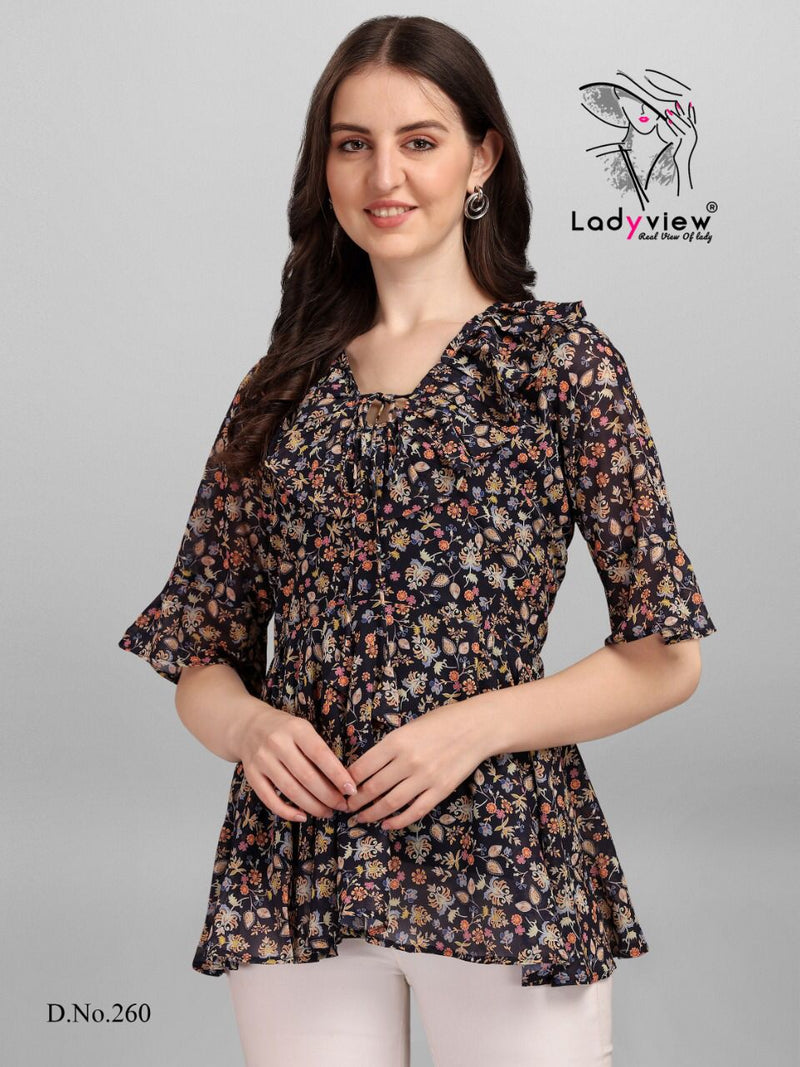 Ladyvies Gorgeous Georgette With Printed Work Stylish Designer Western Top Fancy Kurti