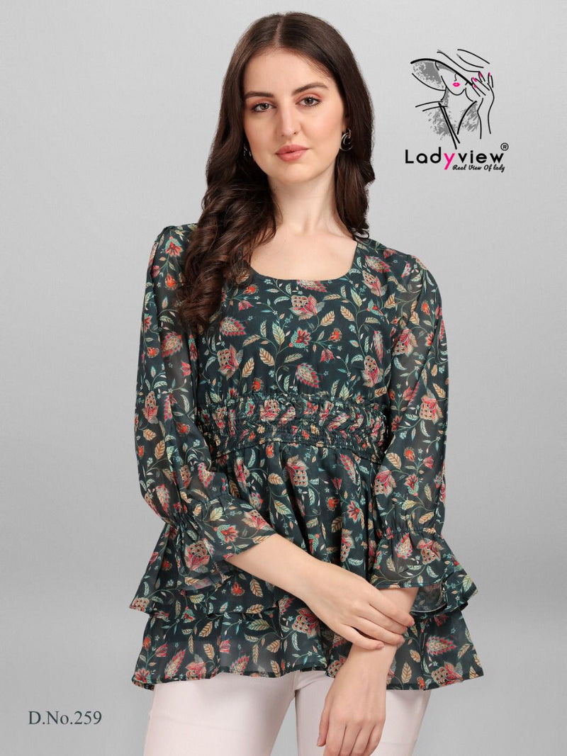 Ladyvies Gorgeous Georgette With Printed Work Stylish Designer Western Top Fancy Kurti