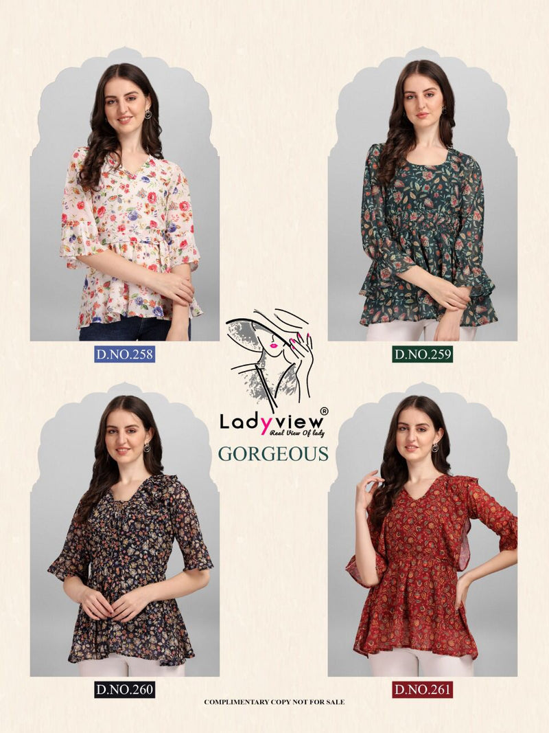 Ladyvies Gorgeous Georgette With Printed Work Stylish Designer Western Top Fancy Kurti