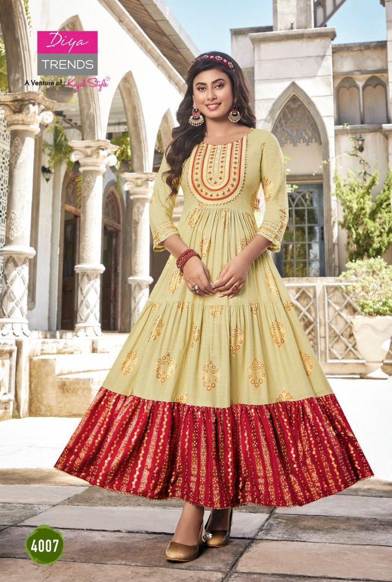Diya Trends Groom Vol 4 Rayon With Heavy Embroidery Work Stylish Designer Casual Look Kurti