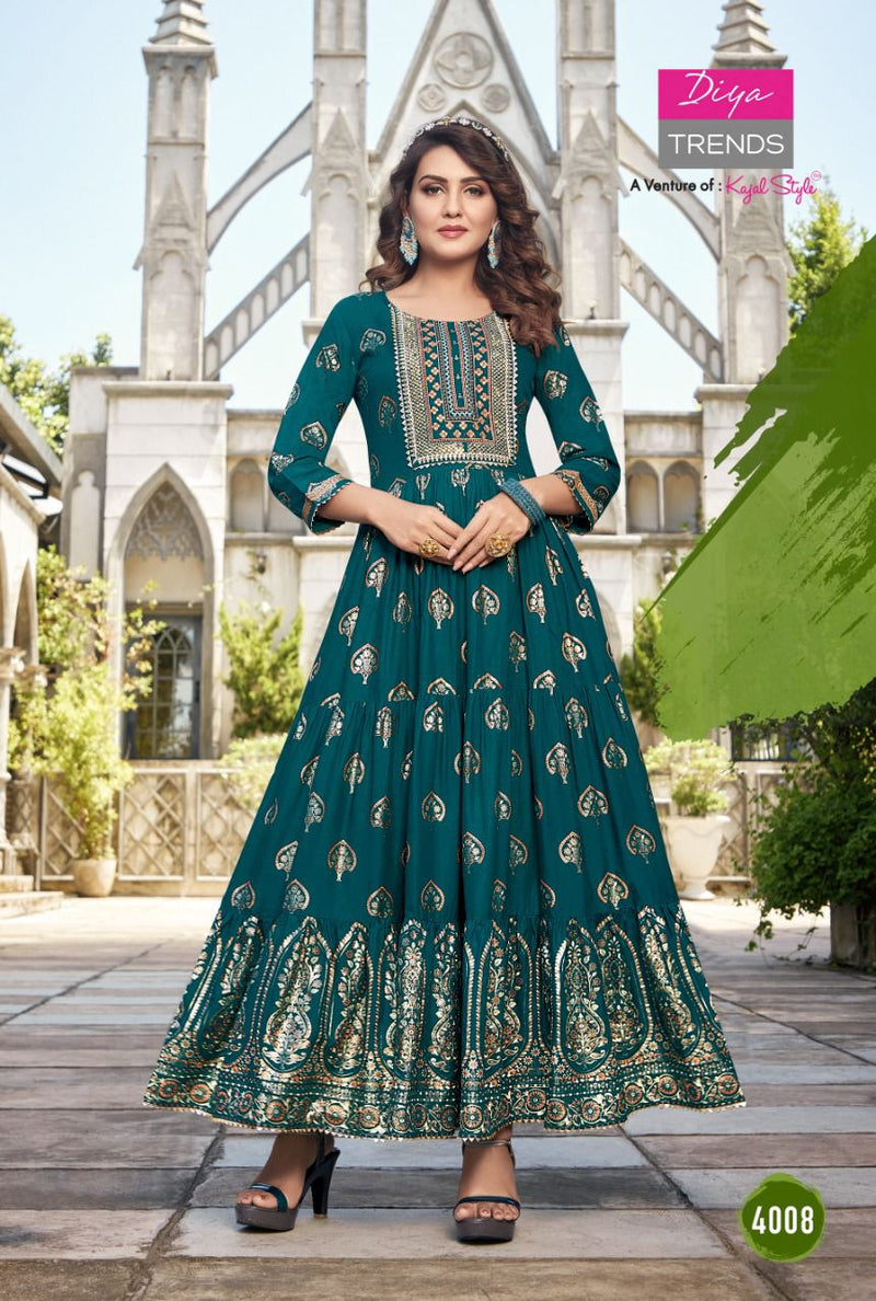 Diya Trends Groom Vol 4 Rayon With Heavy Embroidery Work Stylish Designer Casual Look Kurti