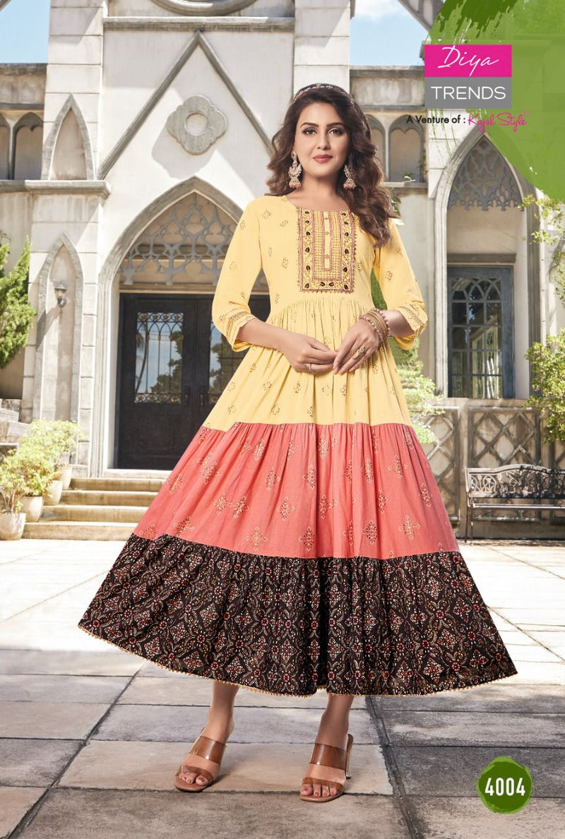 Diya Trends Groom Vol 4 Rayon With Heavy Embroidery Work Stylish Designer Casual Look Kurti