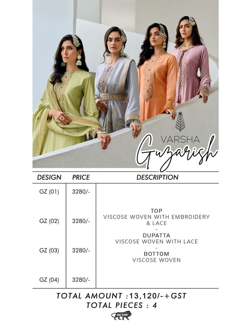 Varsha Guzaris Viscose With Heavy Embroidery Work Stylish Designer Party Wear Salwar Kameez