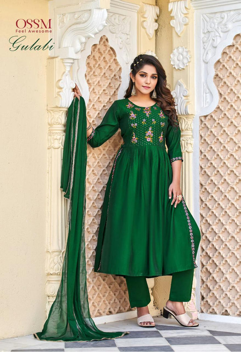 Ossm Gulabi Viscose With Beautiful Work Stylish Designer Party Wear Fancy Kurti