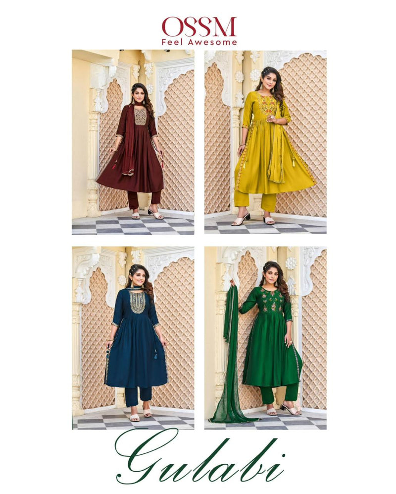 Ossm Gulabi Viscose With Beautiful Work Stylish Designer Party Wear Fancy Kurti