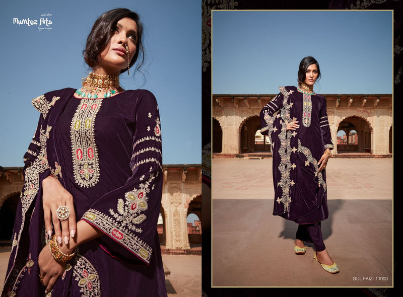 Mumtaz Gulfaiz Velvet With Beautiful Heavy Embroidery Work Stylish Designer Wedding Wear Salwar Kameez