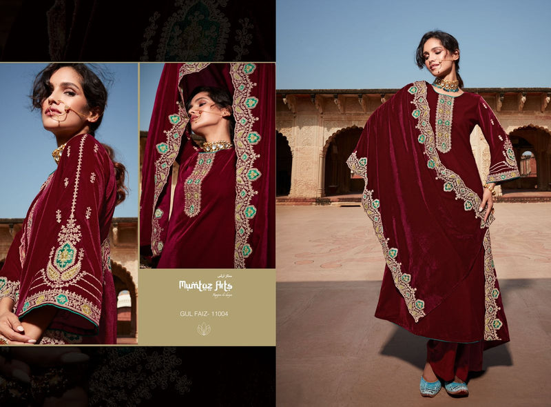 Mumtaz Gulfaiz Velvet With Beautiful Heavy Embroidery Work Stylish Designer Wedding Wear Salwar Kameez