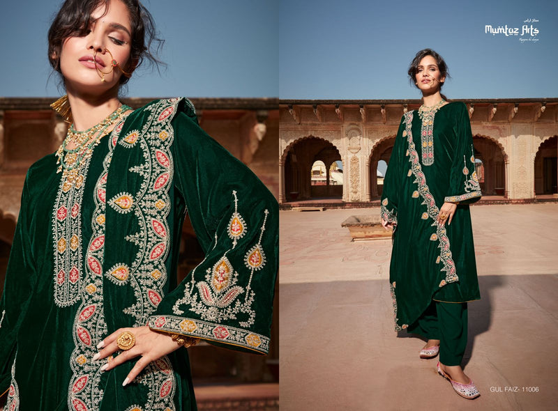 Mumtaz Gulfaiz Velvet With Beautiful Heavy Embroidery Work Stylish Designer Wedding Wear Salwar Kameez
