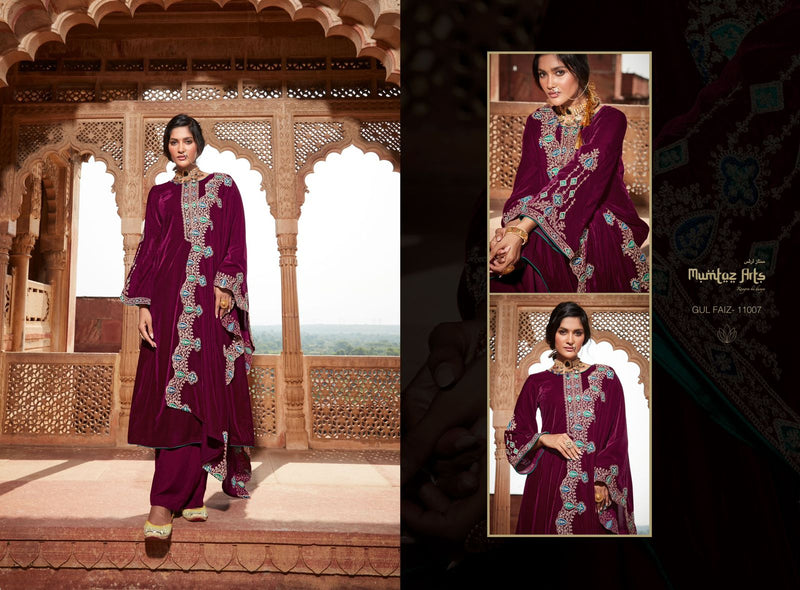 Mumtaz Gulfaiz Velvet With Beautiful Heavy Embroidery Work Stylish Designer Wedding Wear Salwar Kameez