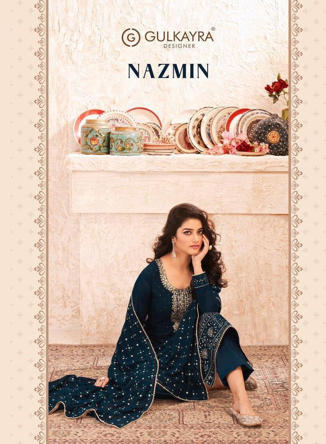 Gulkayra Designer Nazmin Real Georgette With Embroidery Pakistani Style Wedding Wear Salwar Suits