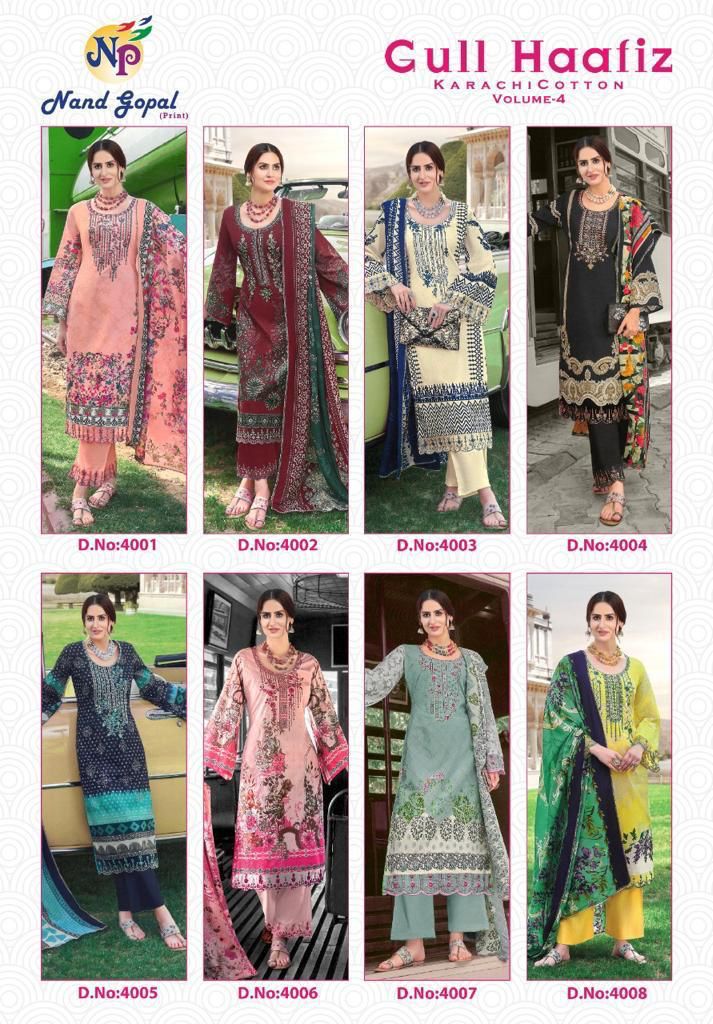 Nandgopal Gull Haafiz Vol 4 Pure Cotton With Heavy Beautiful Printed Work Stylish Designer Salwar Kameez