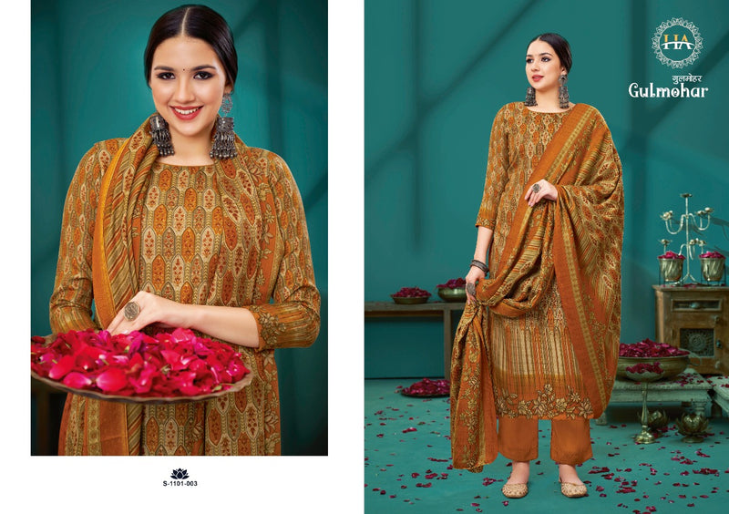 Hasrshit Gulmohar Pashmina With Fancy Embroidery Work Stylish Designer Festive Wear Salwar Suit