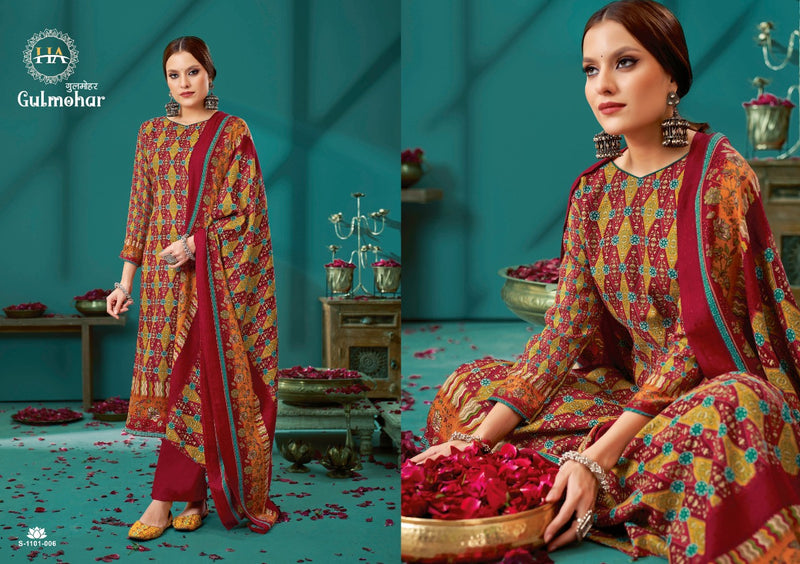 Hasrshit Gulmohar Pashmina With Fancy Embroidery Work Stylish Designer Festive Wear Salwar Suit