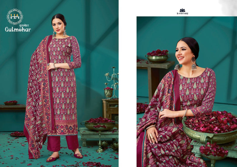 Hasrshit Gulmohar Pashmina With Fancy Embroidery Work Stylish Designer Festive Wear Salwar Suit