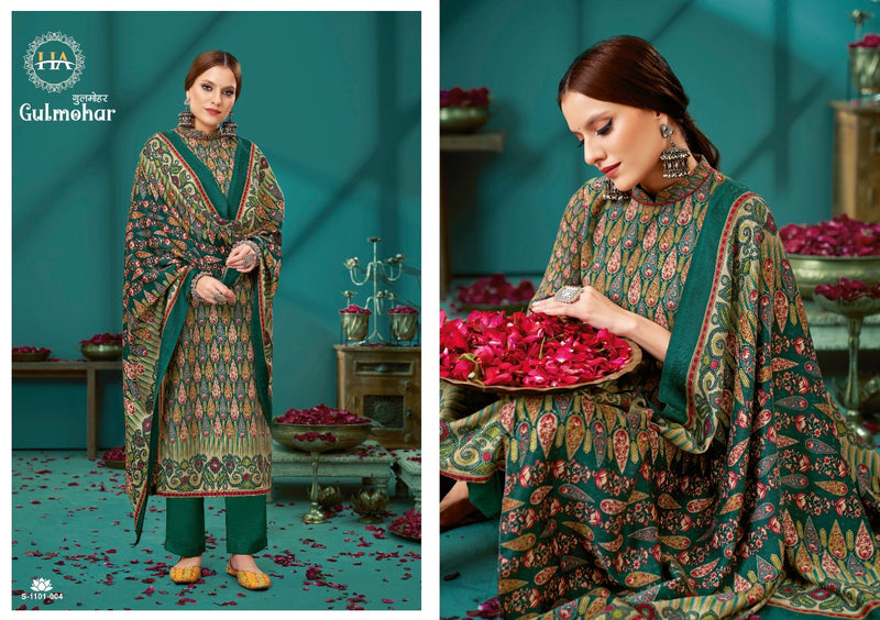 Hasrshit Gulmohar Pashmina With Fancy Embroidery Work Stylish Designer Festive Wear Salwar Suit