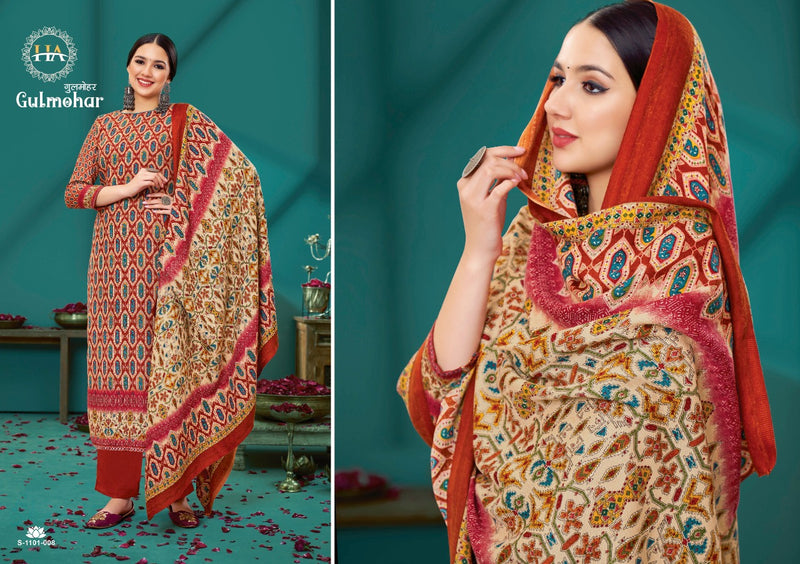 Hasrshit Gulmohar Pashmina With Fancy Embroidery Work Stylish Designer Festive Wear Salwar Suit