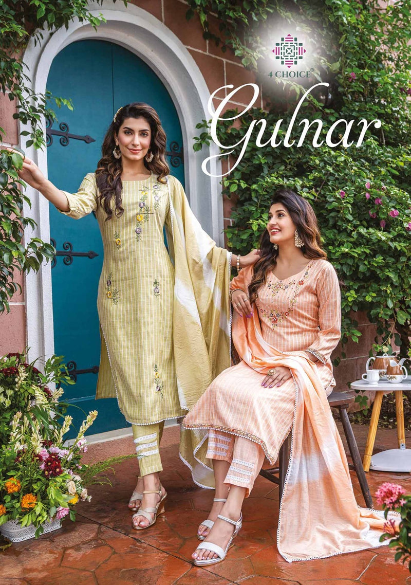 4 Choice Gulnar Bombay Lurex Fabric Embroidery Work Hand Work Fancy Designer Partywear Kurti