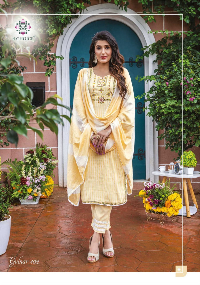 4 Choice Gulnar Bombay Lurex Fabric Embroidery Work Hand Work Fancy Designer Partywear Kurti