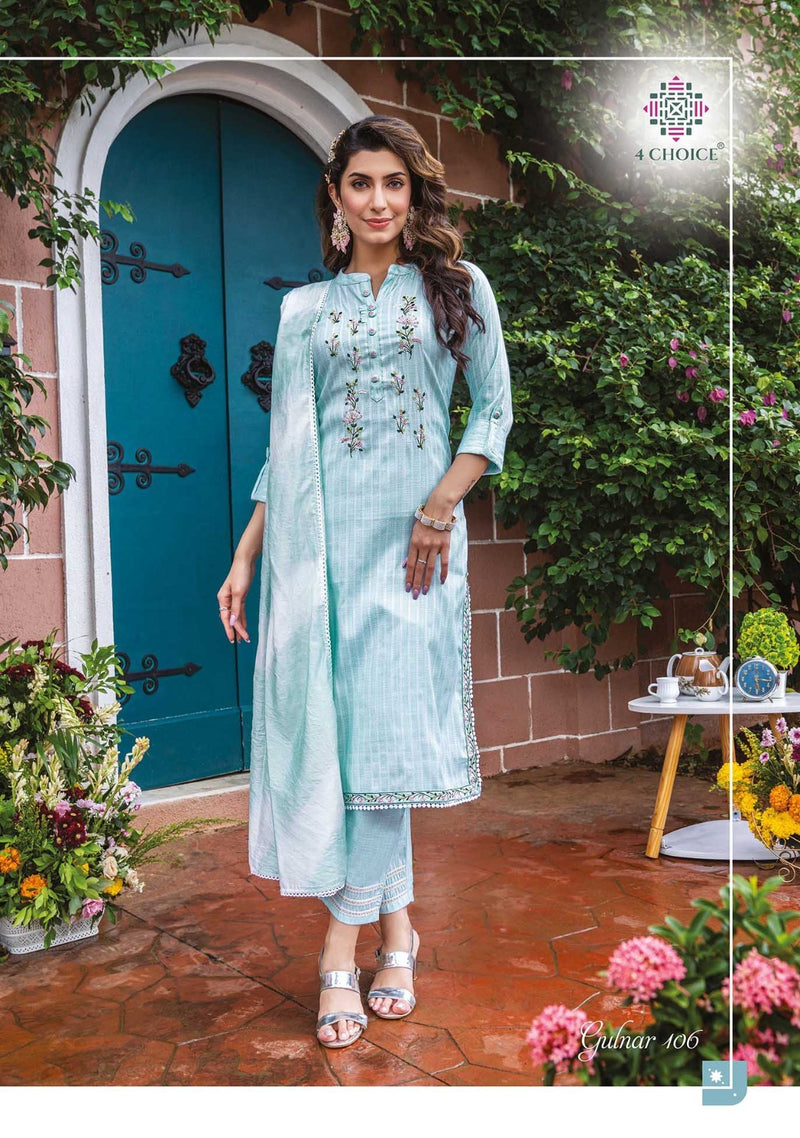 4 Choice Gulnar Bombay Lurex Fabric Embroidery Work Hand Work Fancy Designer Partywear Kurti