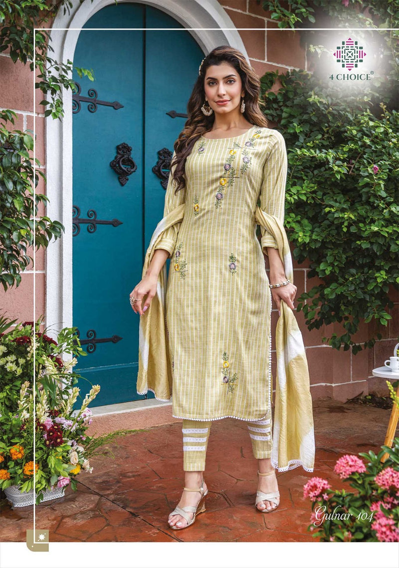 4 Choice Gulnar Bombay Lurex Fabric Embroidery Work Hand Work Fancy Designer Partywear Kurti