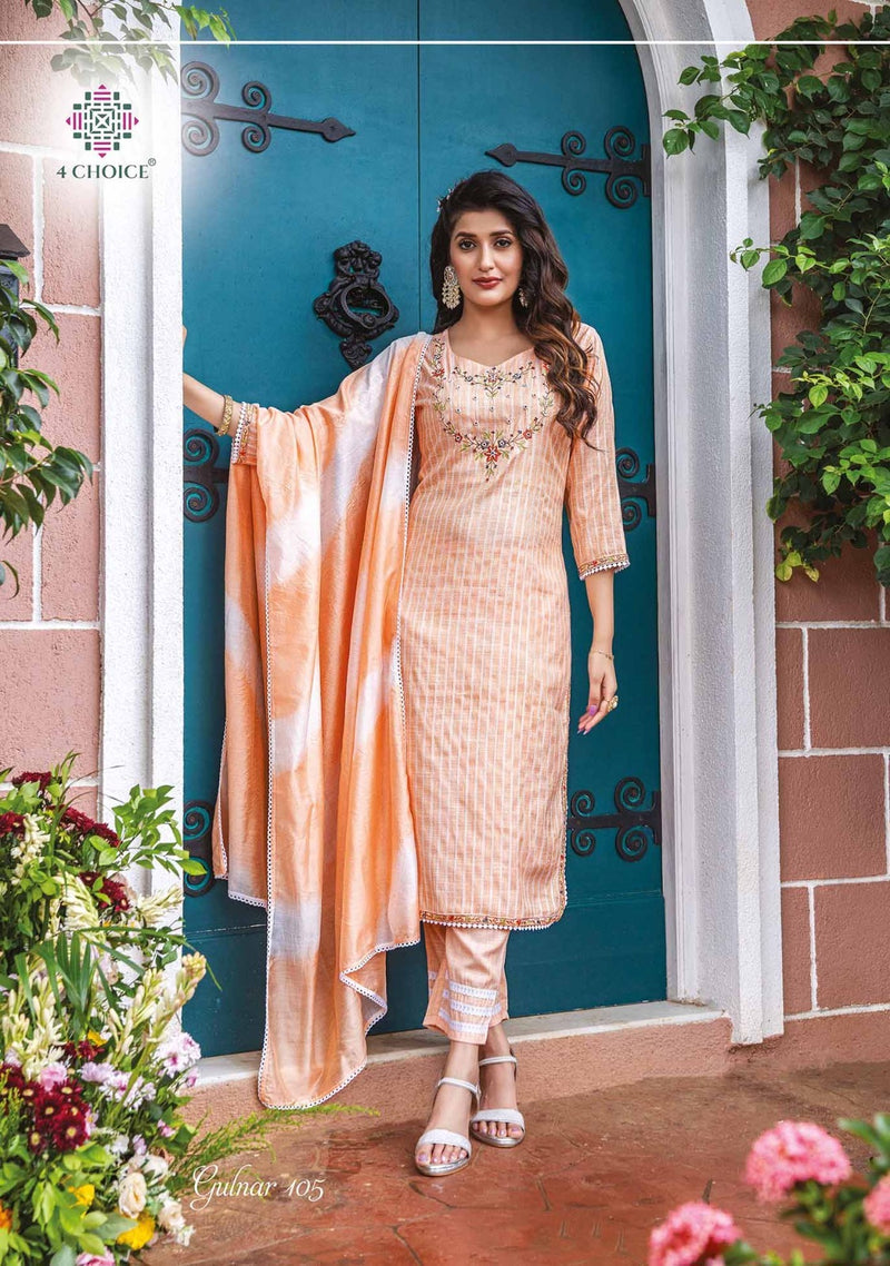 4 Choice Gulnar Bombay Lurex Fabric Embroidery Work Hand Work Fancy Designer Partywear Kurti