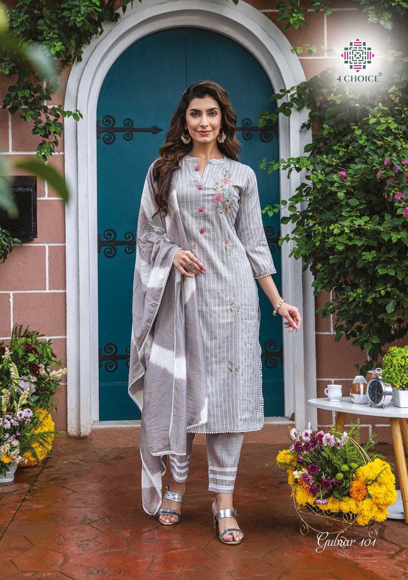 4 Choice Gulnar Bombay Lurex Fabric Embroidery Work Hand Work Fancy Designer Partywear Kurti