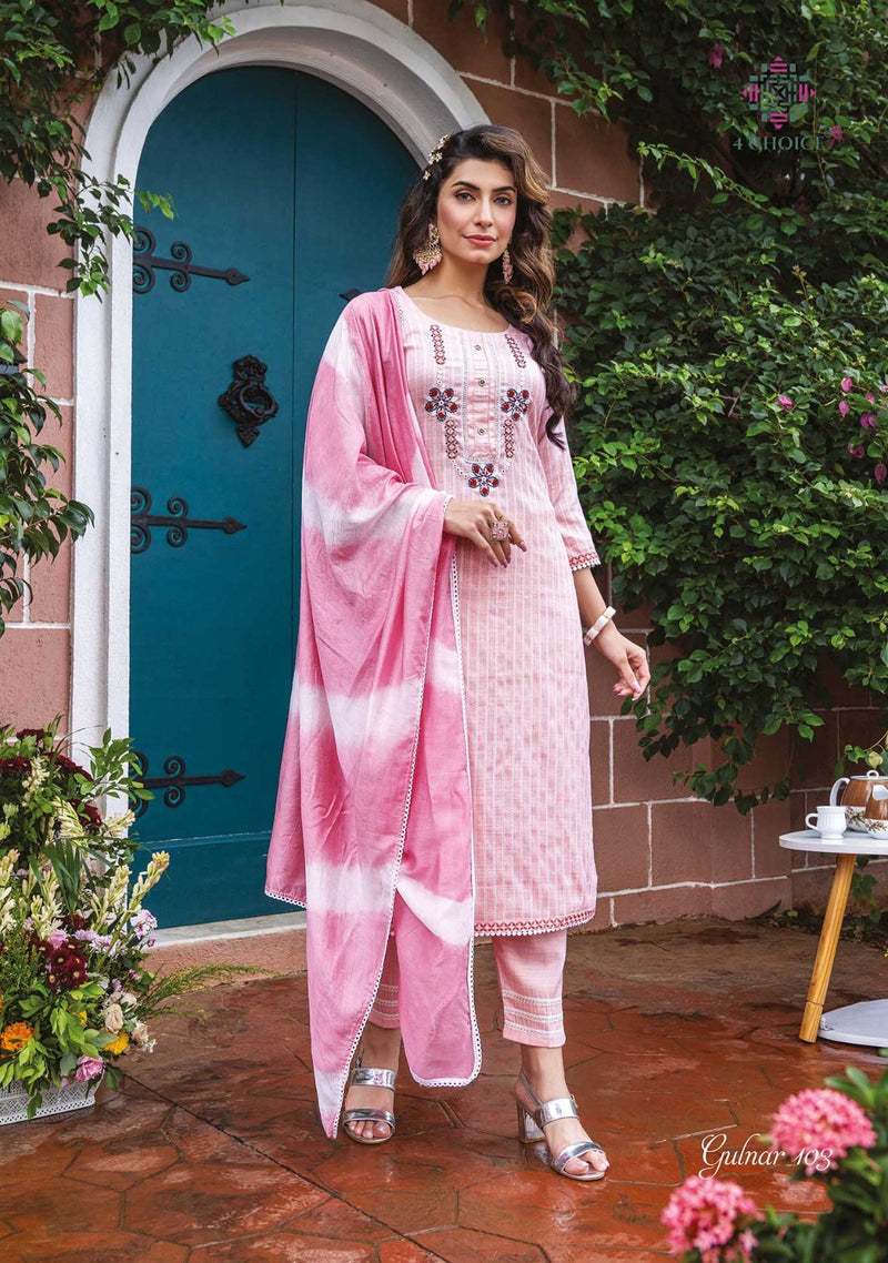 4 Choice Gulnar Bombay Lurex Fabric Embroidery Work Hand Work Fancy Designer Partywear Kurti