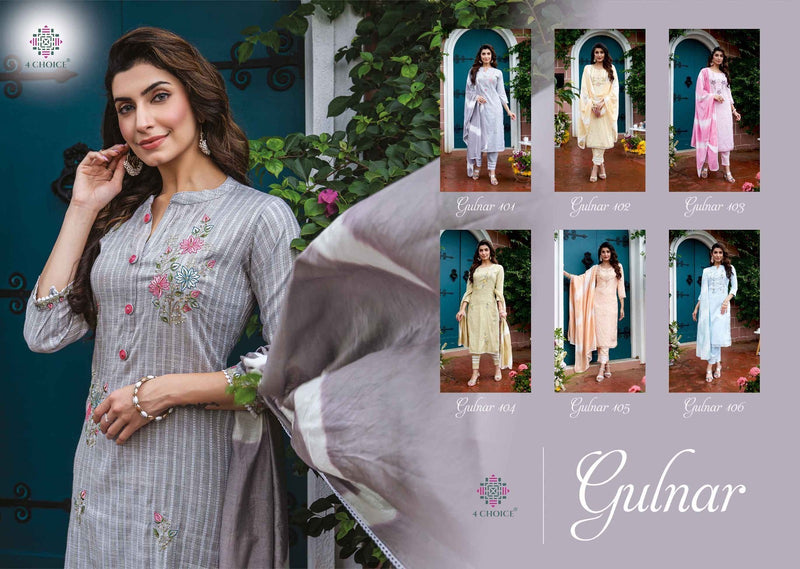4 Choice Gulnar Bombay Lurex Fabric Embroidery Work Hand Work Fancy Designer Partywear Kurti