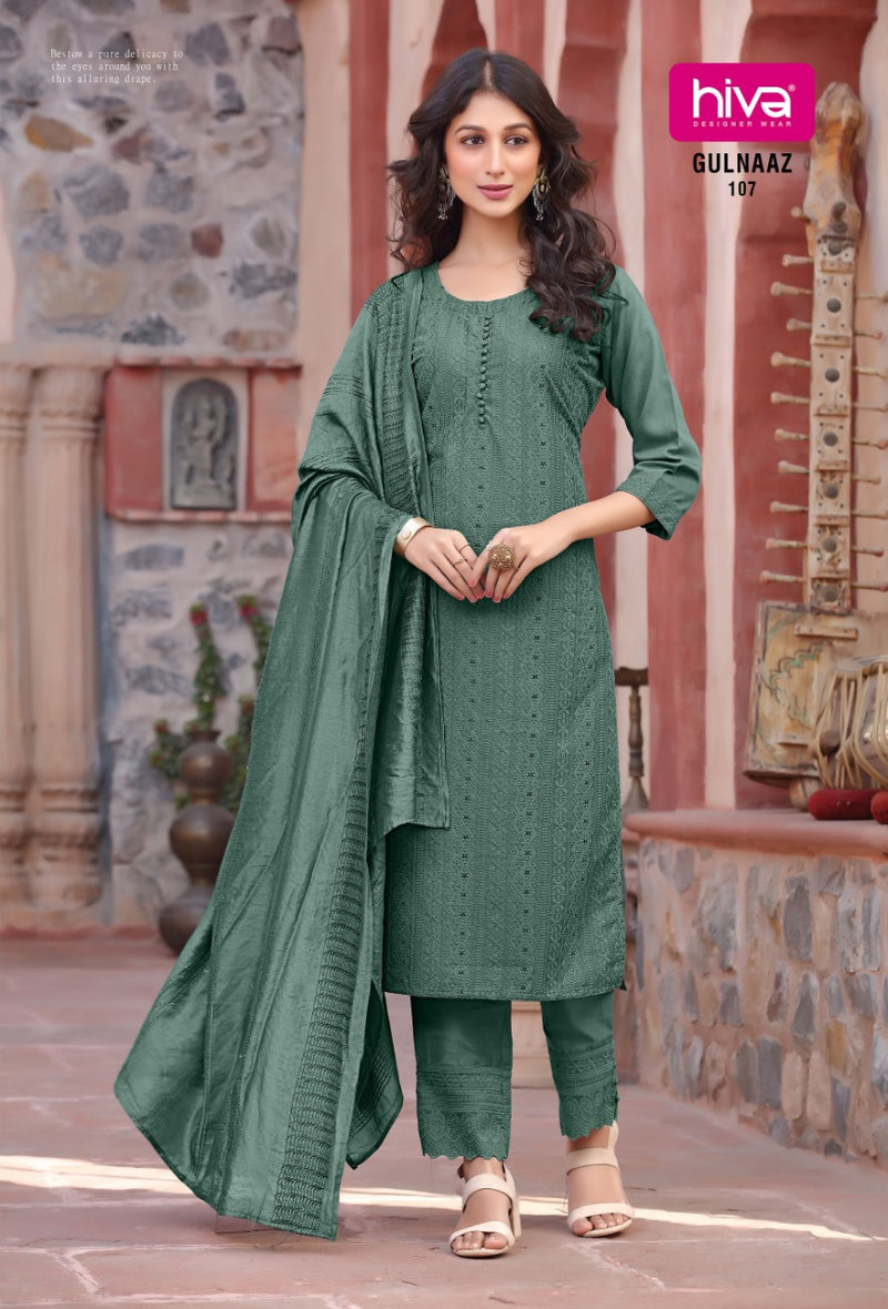 Hiva Gulnaaz Chinon With Fancy Work Stylish Designer Beautiful Look Fancy Kurti