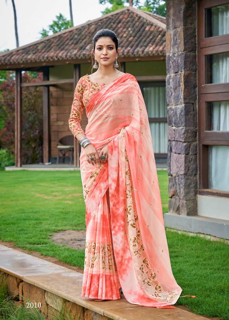 Kashvi Creation Gulnaaz Georgette With Foil Prints Beautiful Party Wear Sarees
