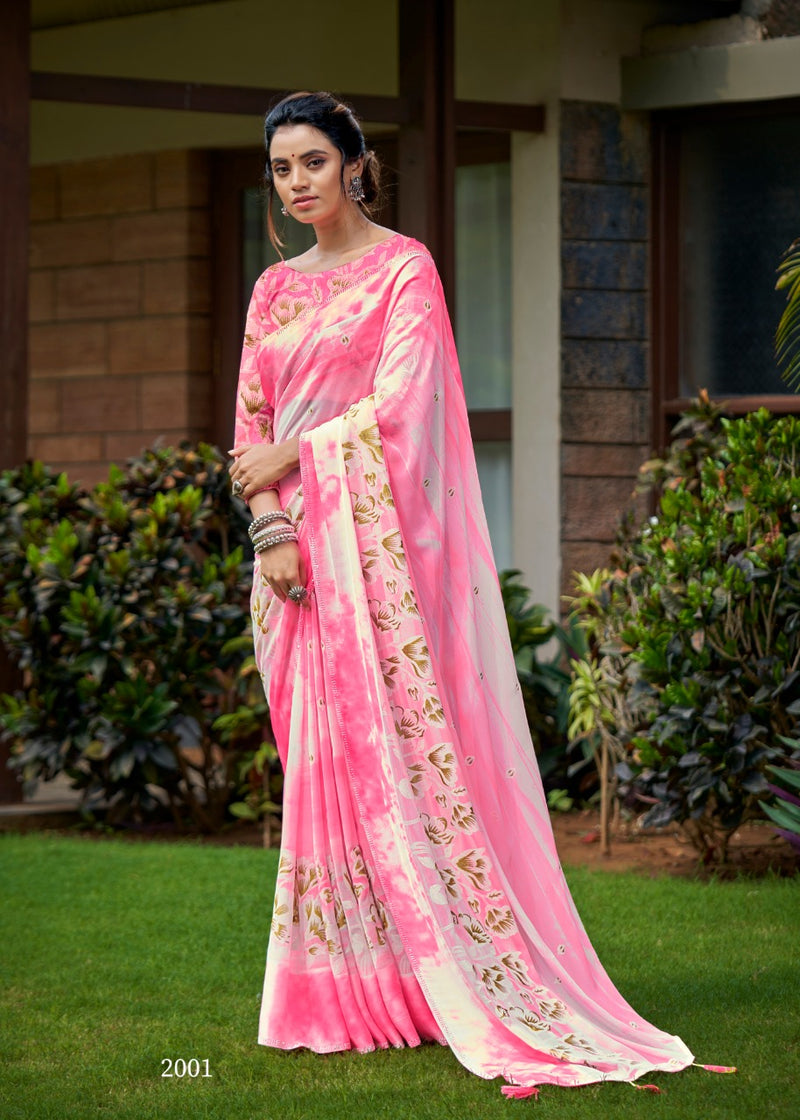 Kashvi Creation Gulnaaz Georgette With Foil Prints Beautiful Party Wear Sarees
