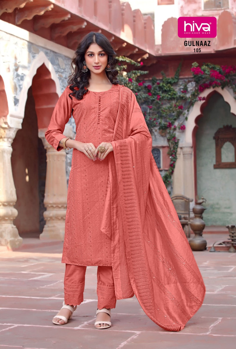 Hiva Gulnaaz Chinon With Fancy Work Stylish Designer Beautiful Look Fancy Kurti