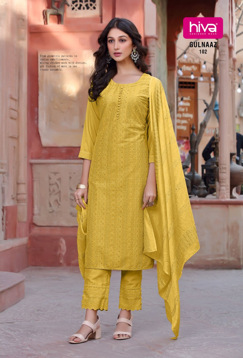 Hiva Gulnaaz Chinon With Fancy Work Stylish Designer Beautiful Look Fancy Kurti