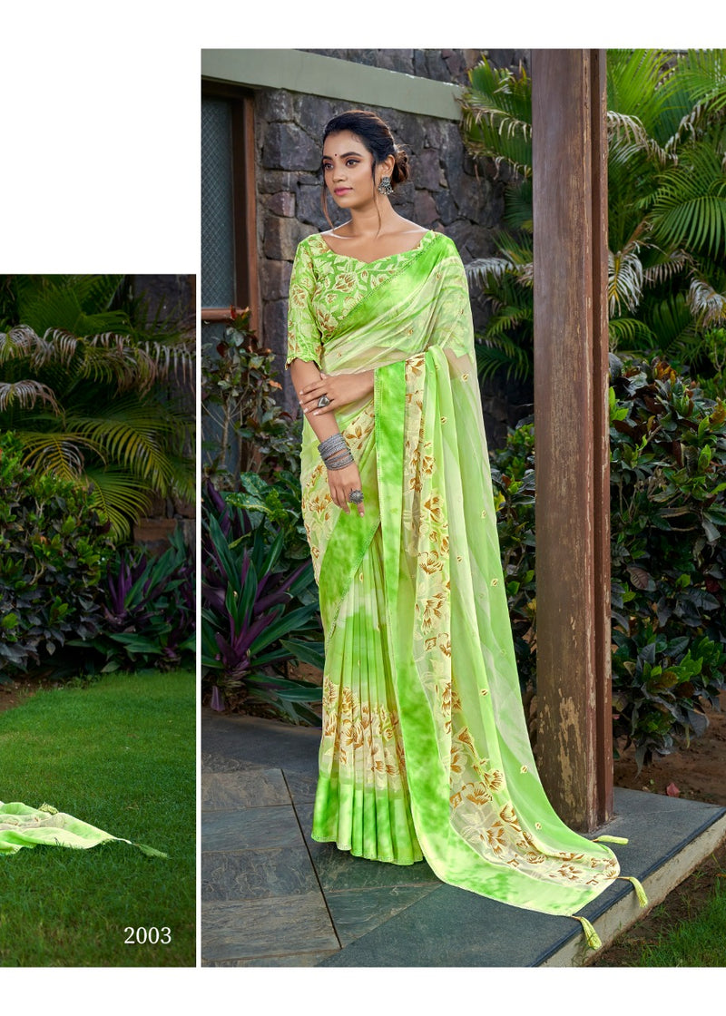 Kashvi Creation Gulnaaz Georgette With Foil Prints Beautiful Party Wear Sarees