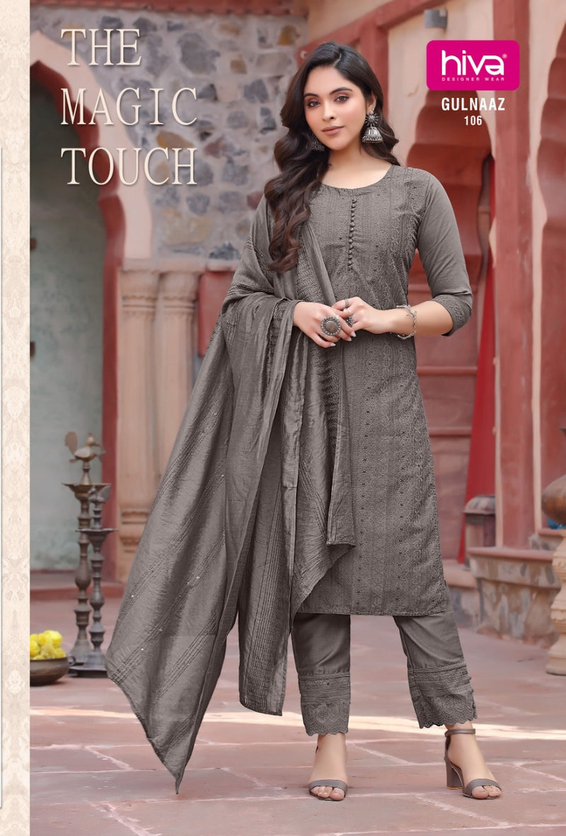 Hiva Gulnaaz Chinon With Fancy Work Stylish Designer Beautiful Look Fancy Kurti