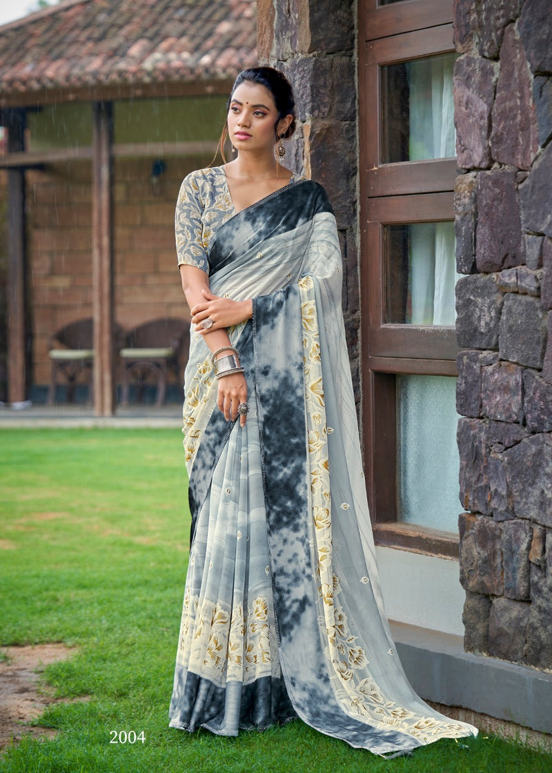 Kashvi Creation Gulnaaz Georgette With Foil Prints Beautiful Party Wear Sarees