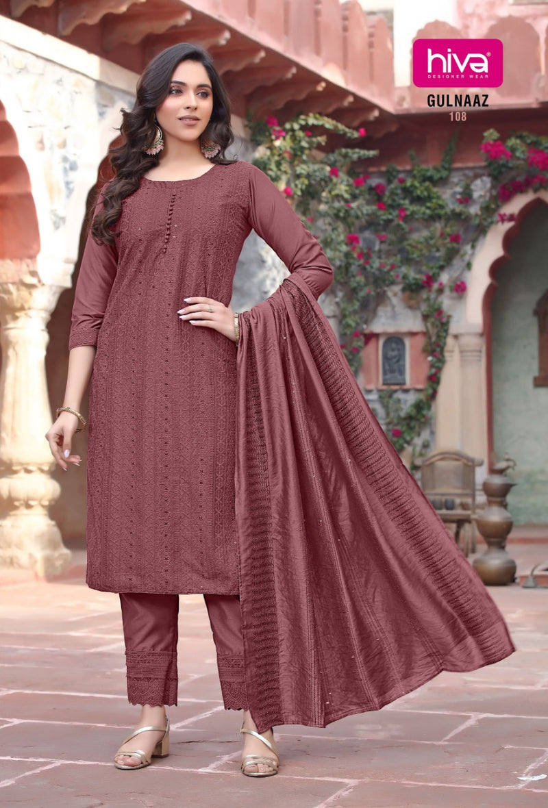 Hiva Gulnaaz Chinon With Fancy Work Stylish Designer Beautiful Look Fancy Kurti