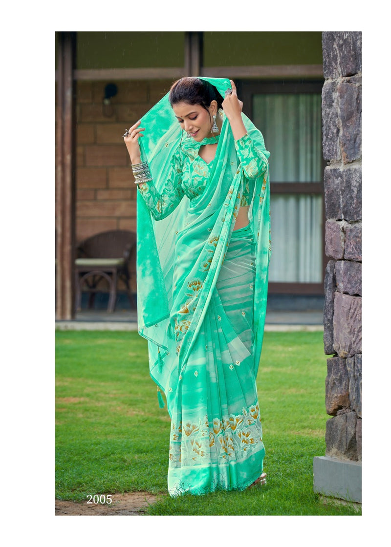 Kashvi Creation Gulnaaz Georgette With Foil Prints Beautiful Party Wear Sarees
