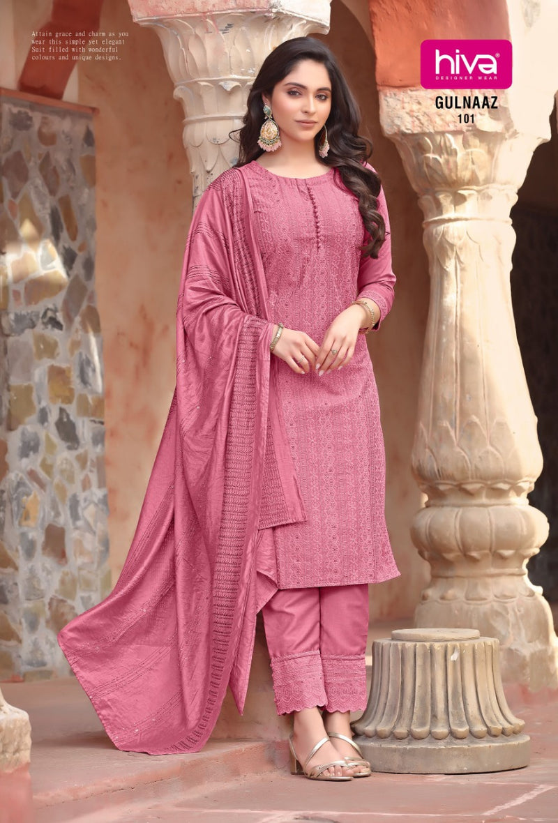 Hiva Gulnaaz Chinon With Fancy Work Stylish Designer Beautiful Look Fancy Kurti