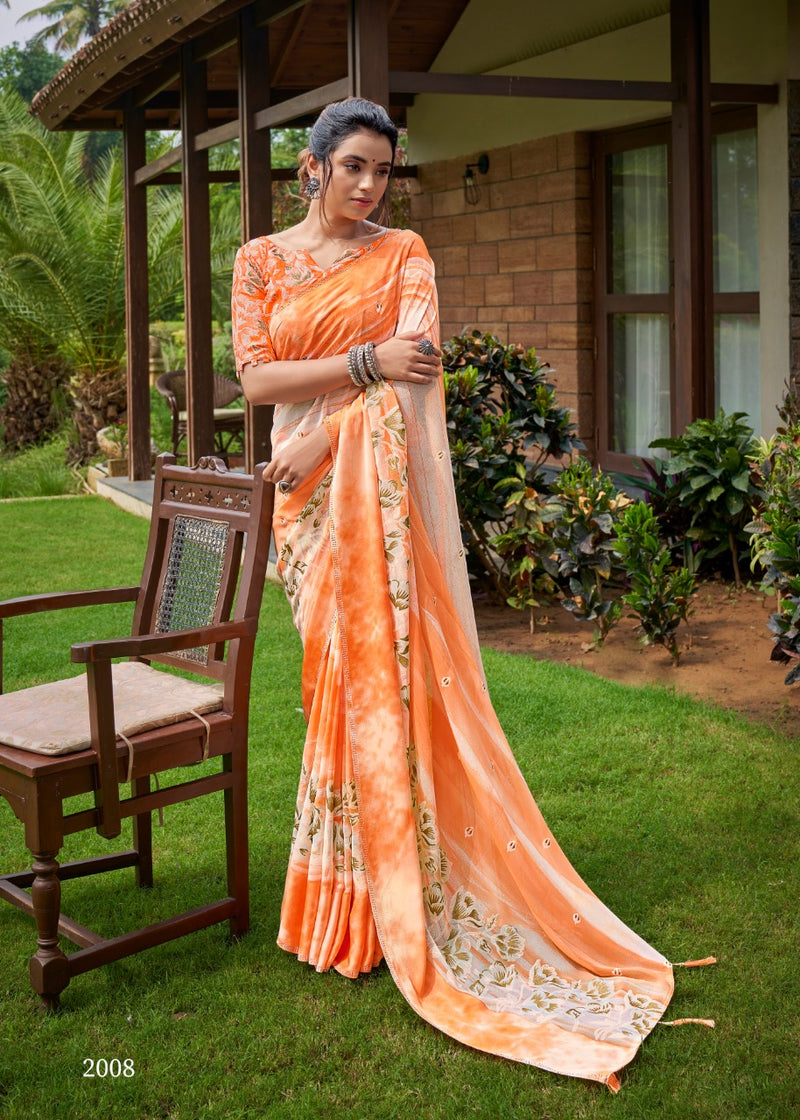 Kashvi Creation Gulnaaz Georgette With Foil Prints Beautiful Party Wear Sarees