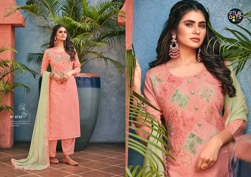 Four Dots Gungun Muslin Fancy Stylish Digital Printed Party Wear Salwar Suits