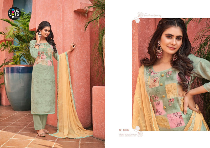 Four Dots Gungun Muslin Fancy Stylish Digital Printed Party Wear Salwar Suits